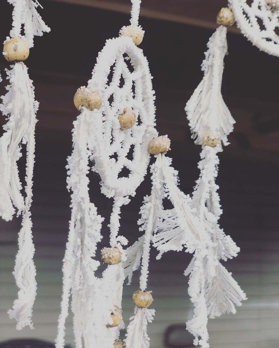 outdoors white dream catcher photo ice
