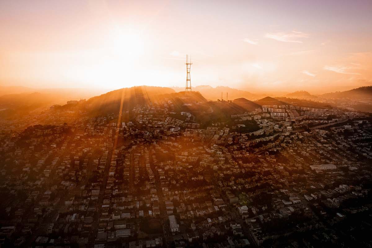 sky aerial photography of buildings sunrise