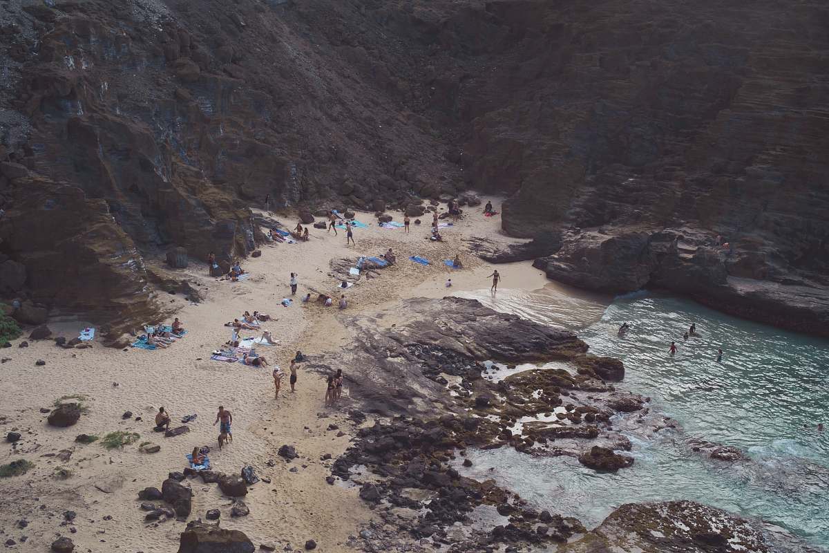 nature people standing on seashore landscape