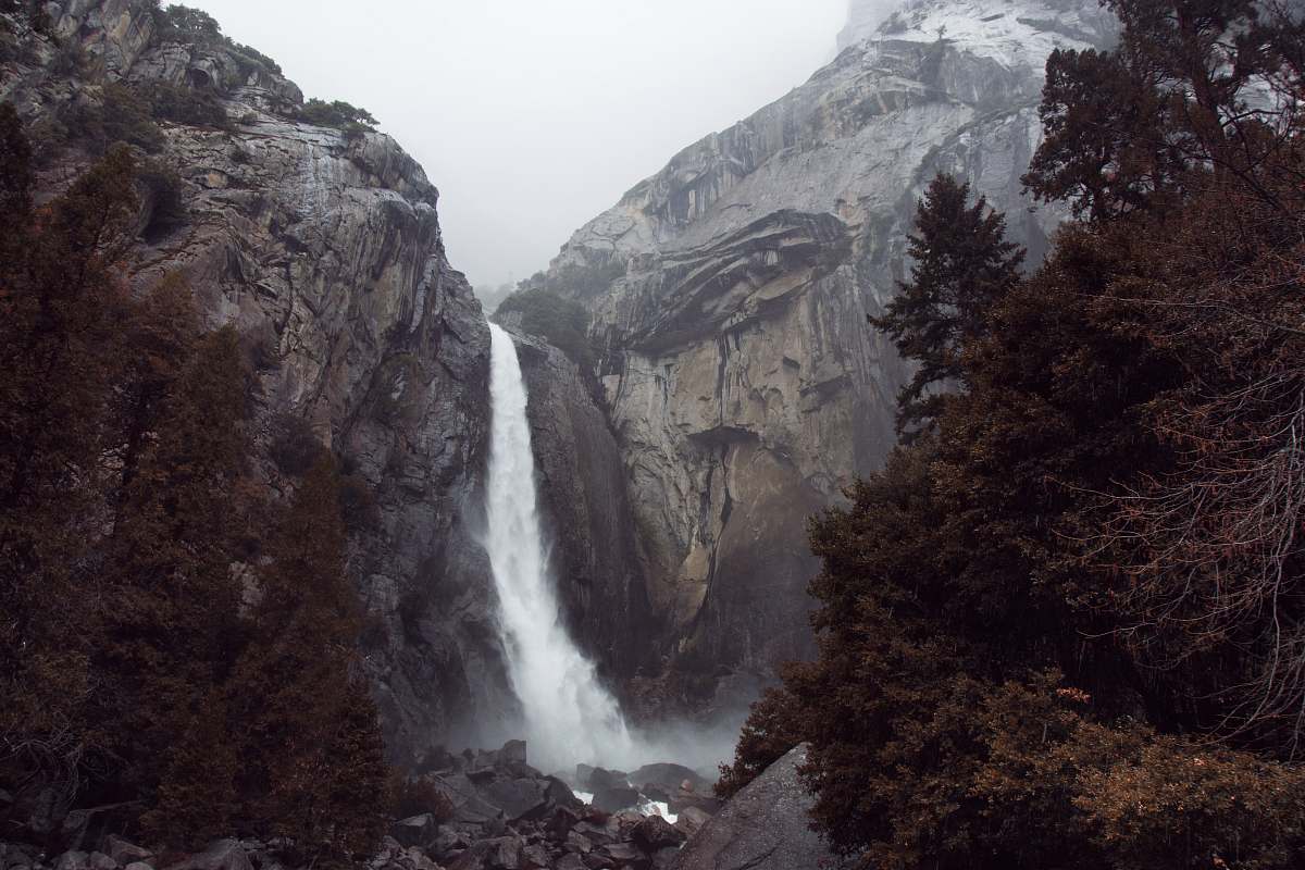 waterfall Skogafoss, Ice land cliff