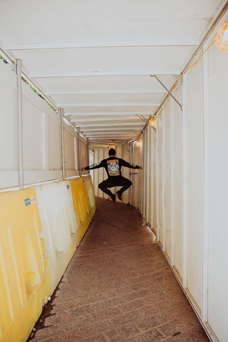 walkway man lifting on white intermodal congress avenue