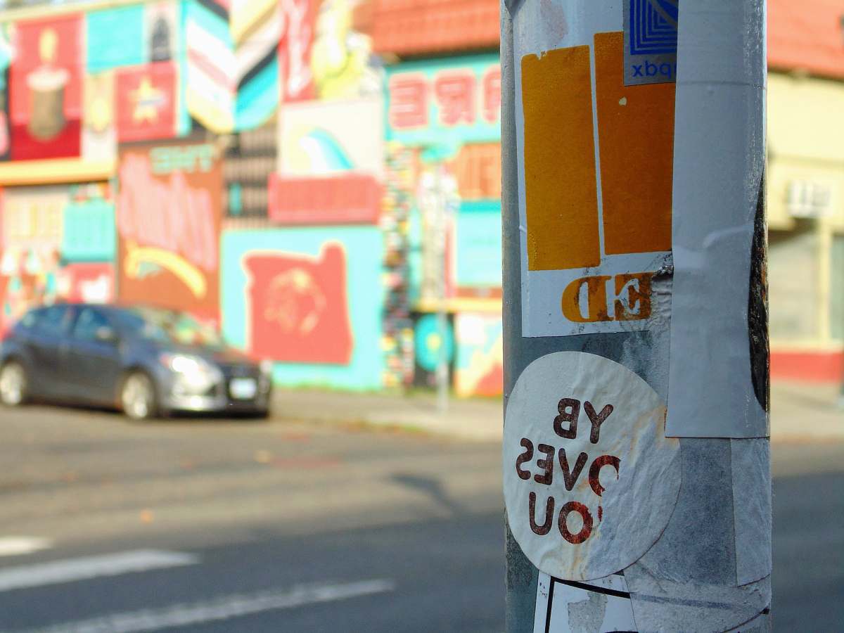 car sedan parked on road sticker