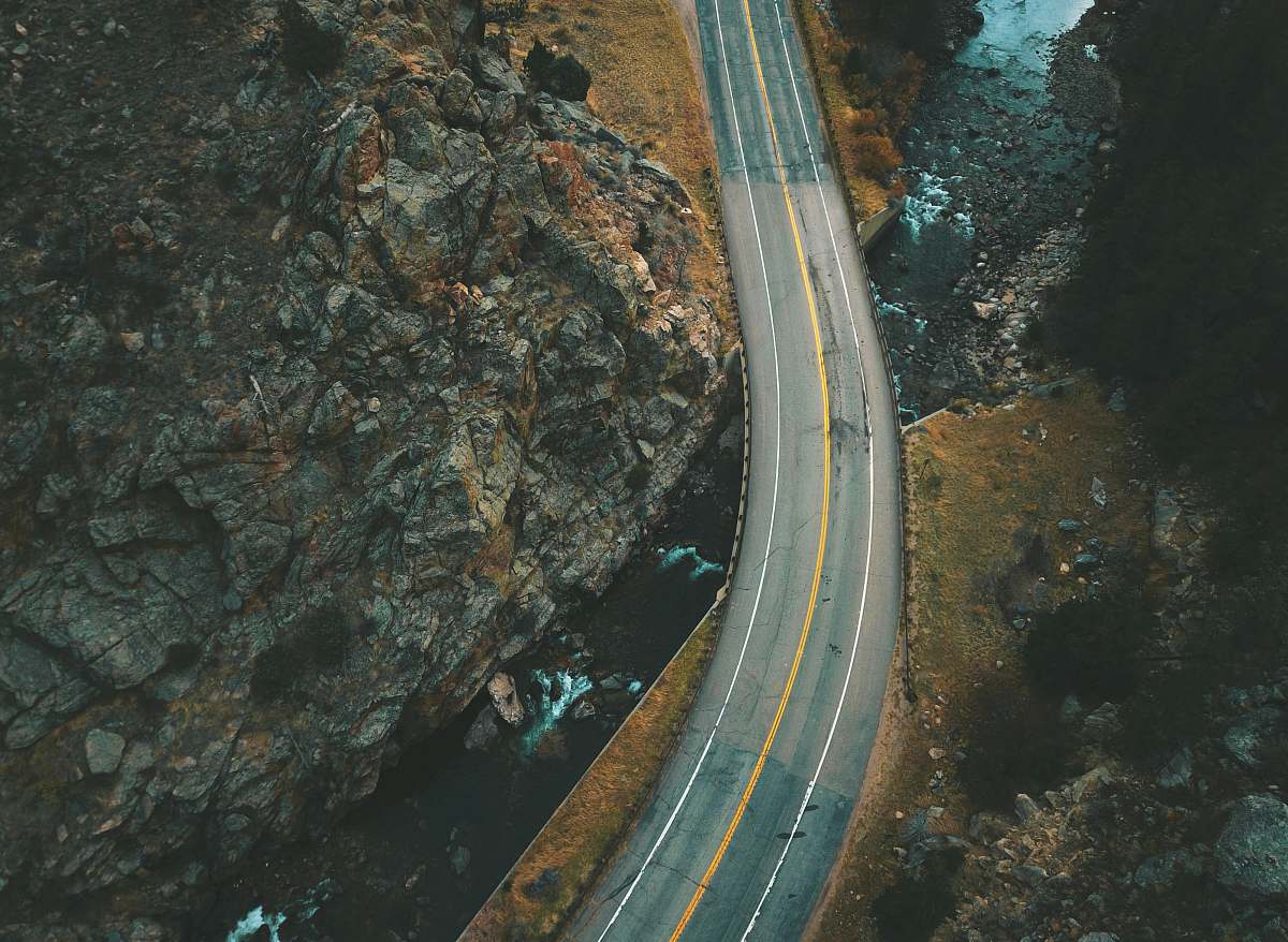 highway aerial view of road during daytime freeway