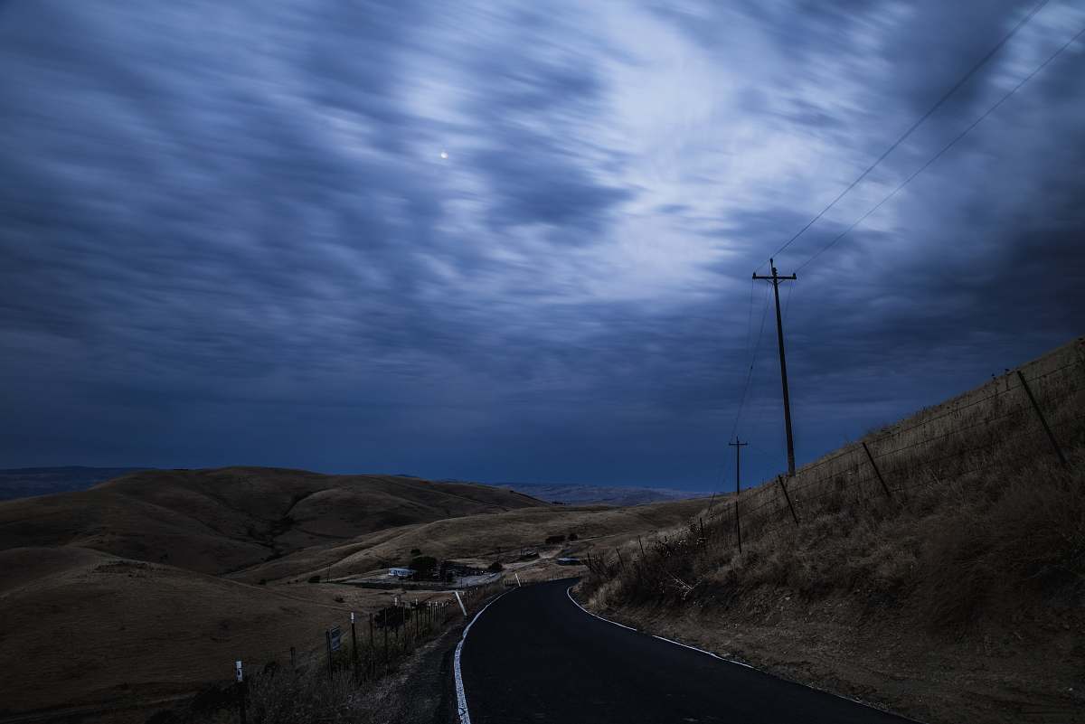 blue empty highway asphalt