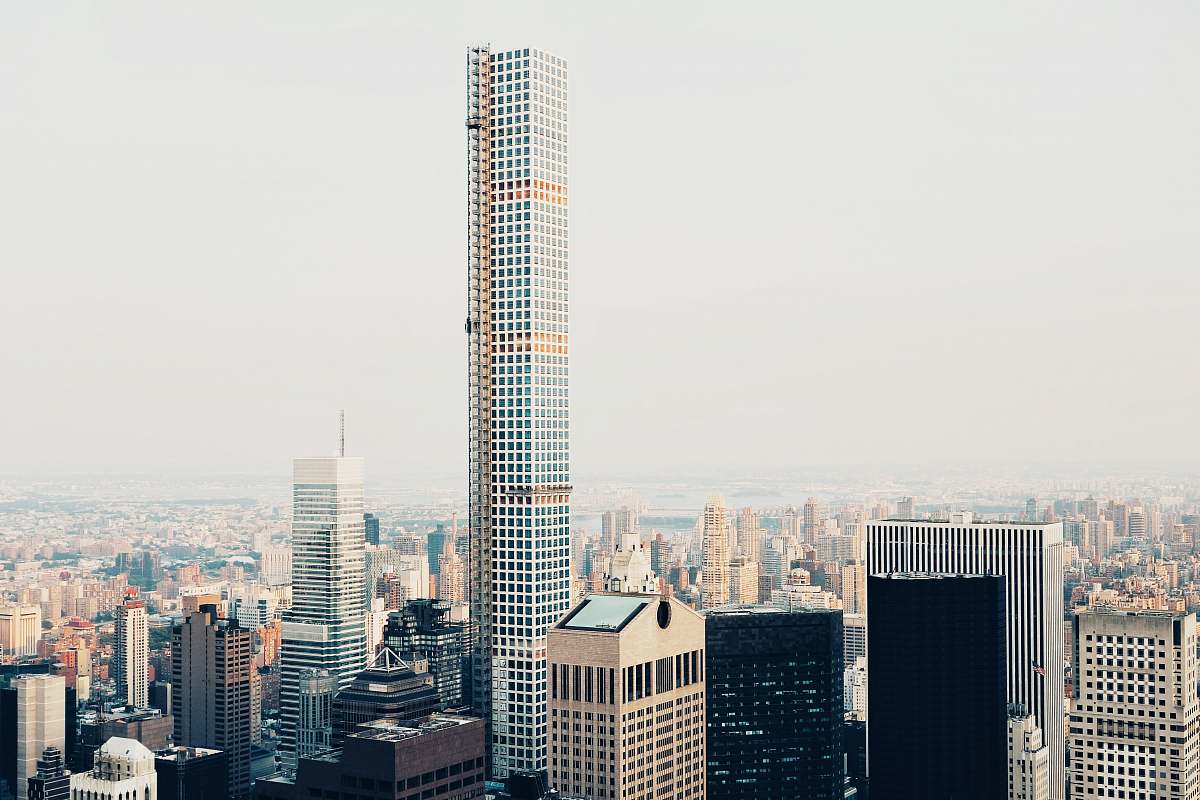 building grey high-rise buildings architecture