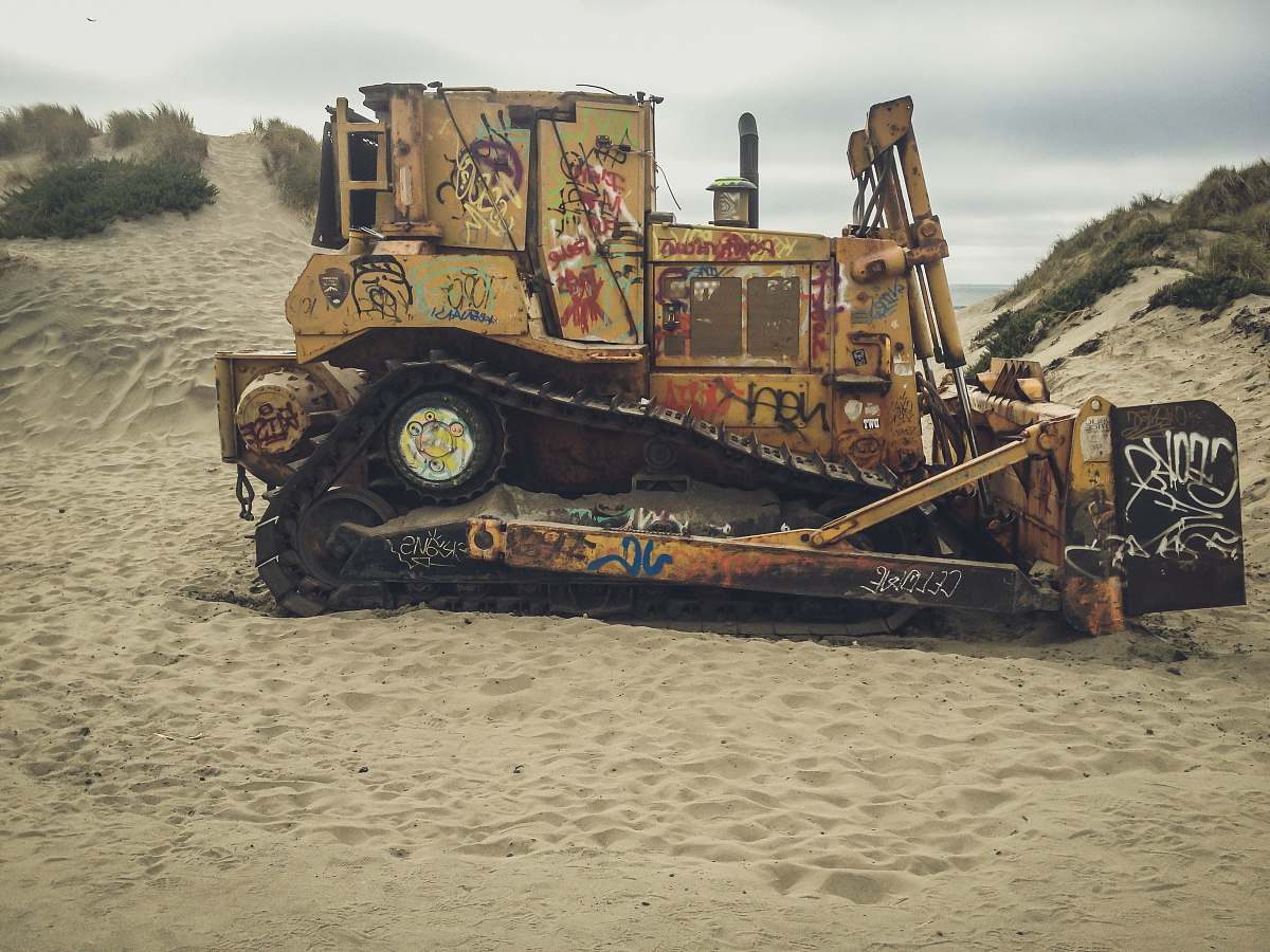 vehicle yellow bulldozer tractor