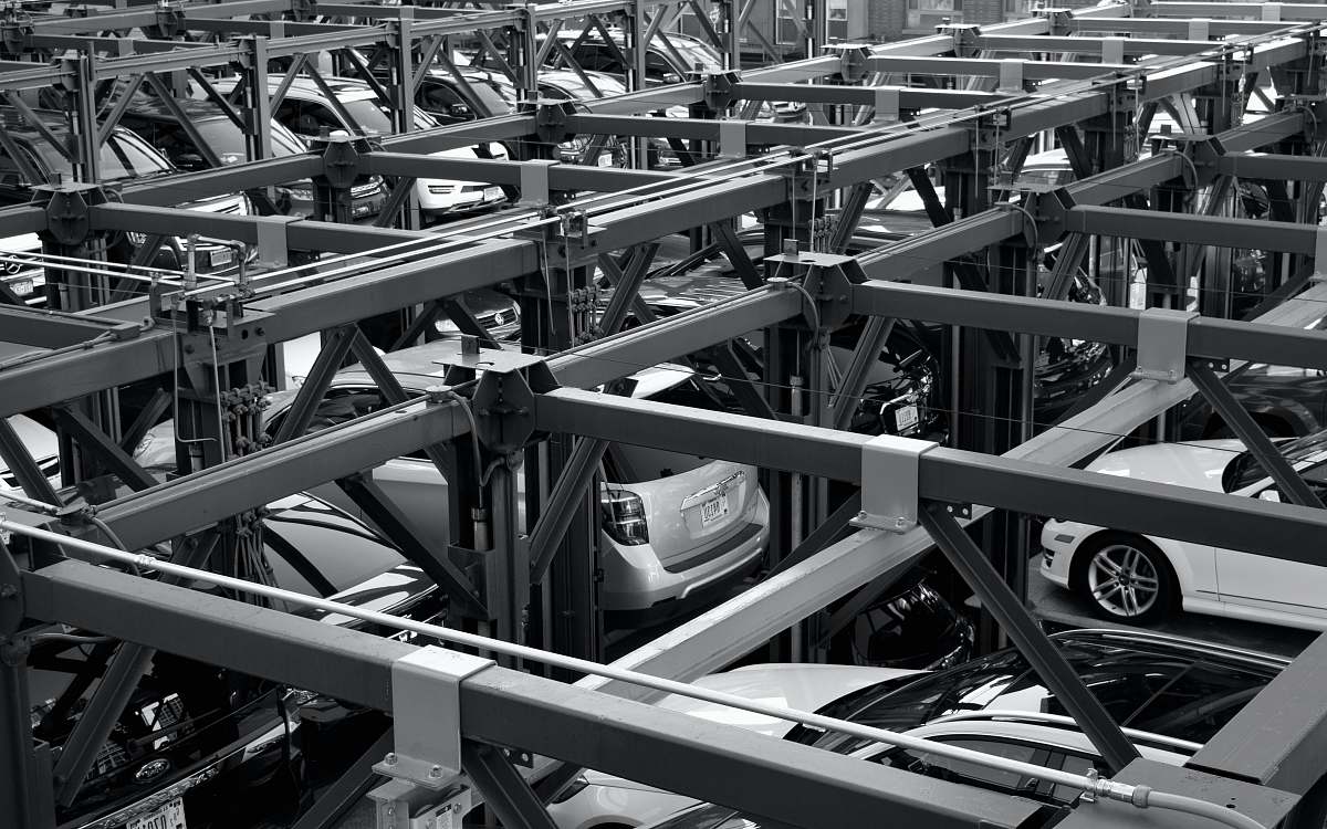 black-and-white grayscale photography of cars car
