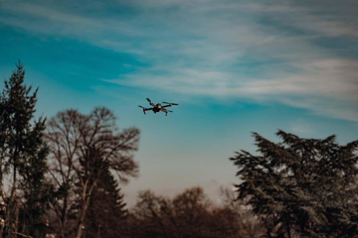 bird drone on mid air flying