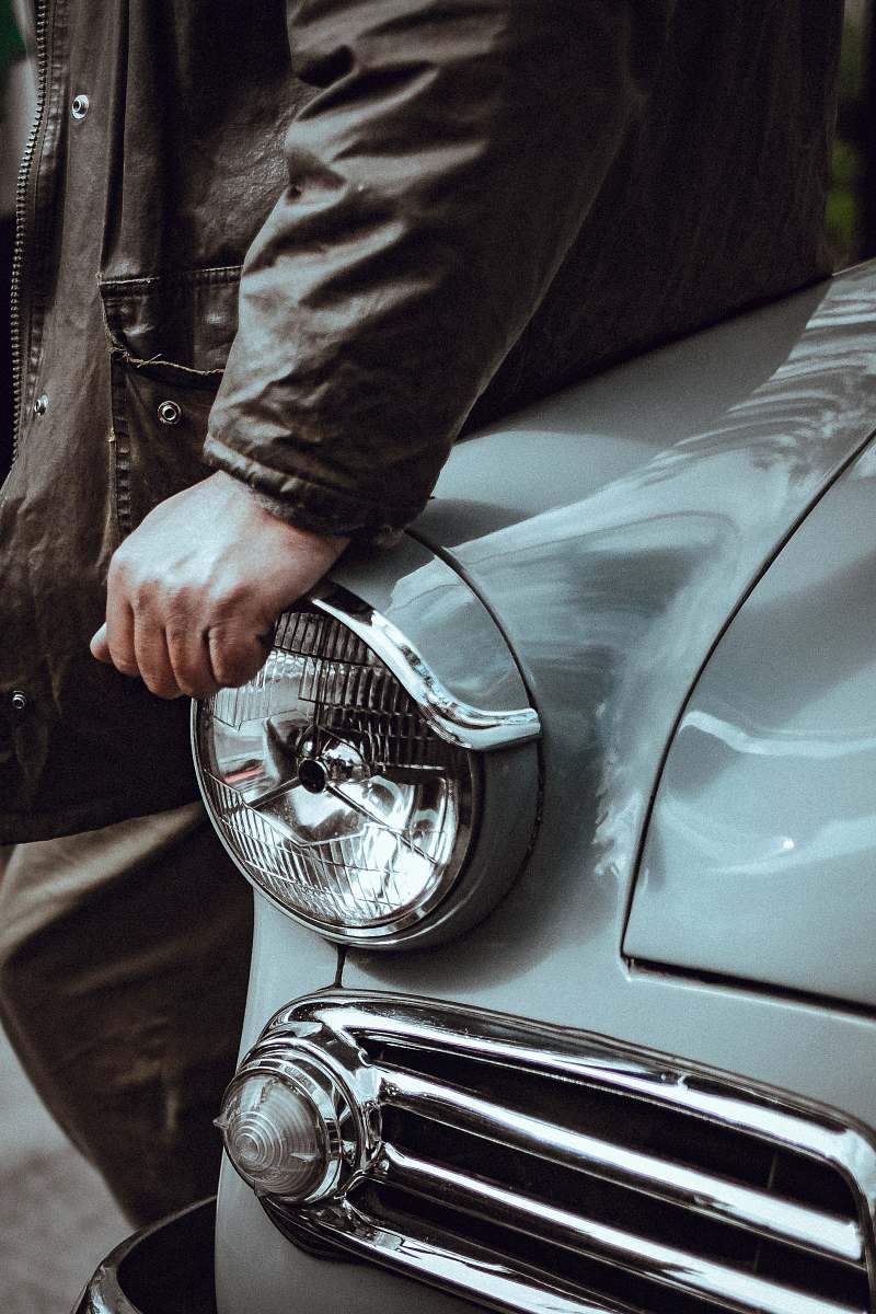 vintage man wearing black leather jacket classic