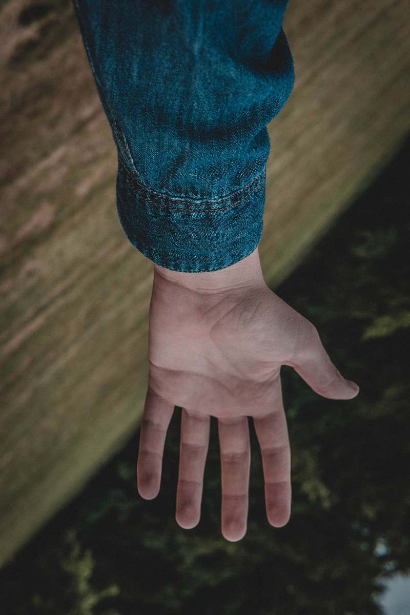 person blue denim jacket human