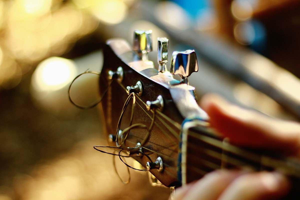 music close-up photo of guitar headstock guitar