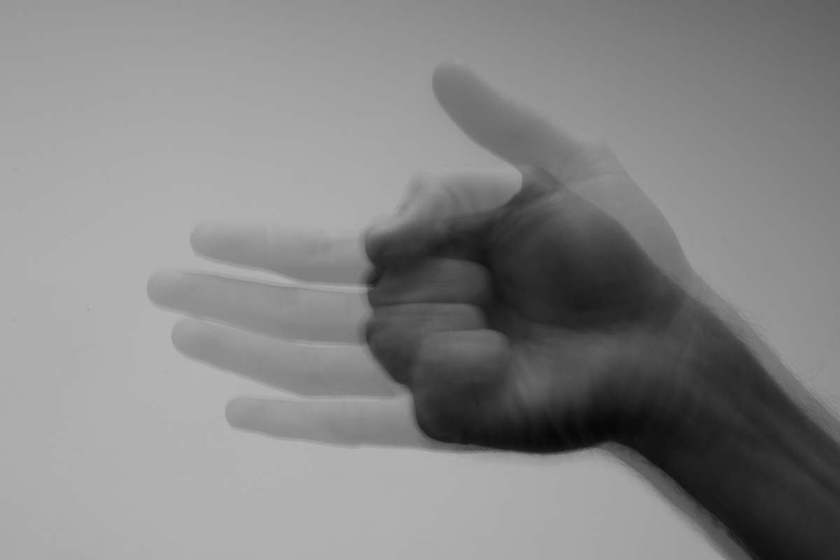 person left human fist black-and-white