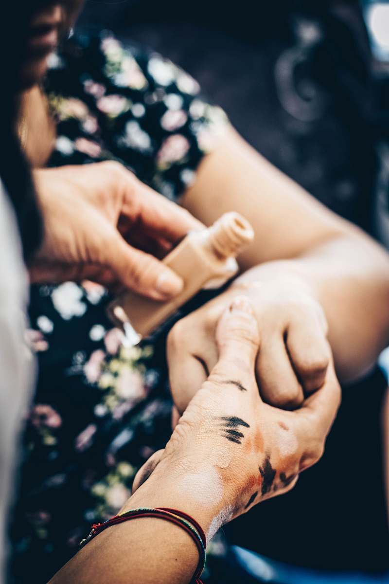 person left human hand human
