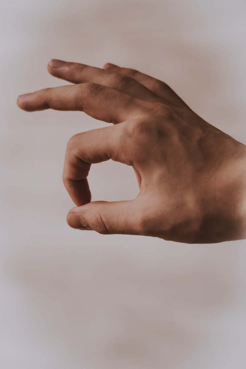 person left human hand with OK sign human