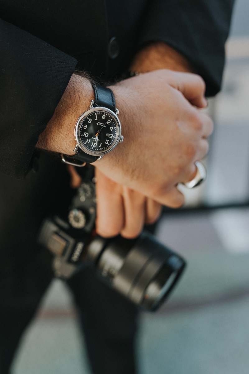 wristwatch man wearing silver analog watch los angeles