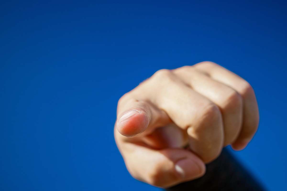 person person showing right index finger human