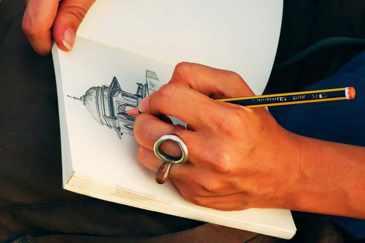 person person sketching building human