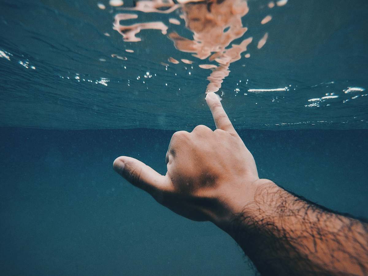 person person's left hand under water human