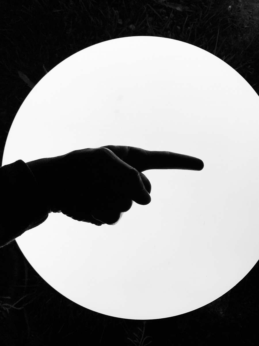 black-and-white pointing hand white