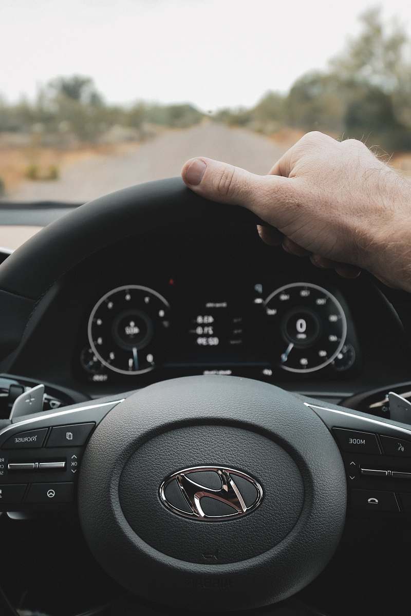 person black Hyundai steering wheel transportation