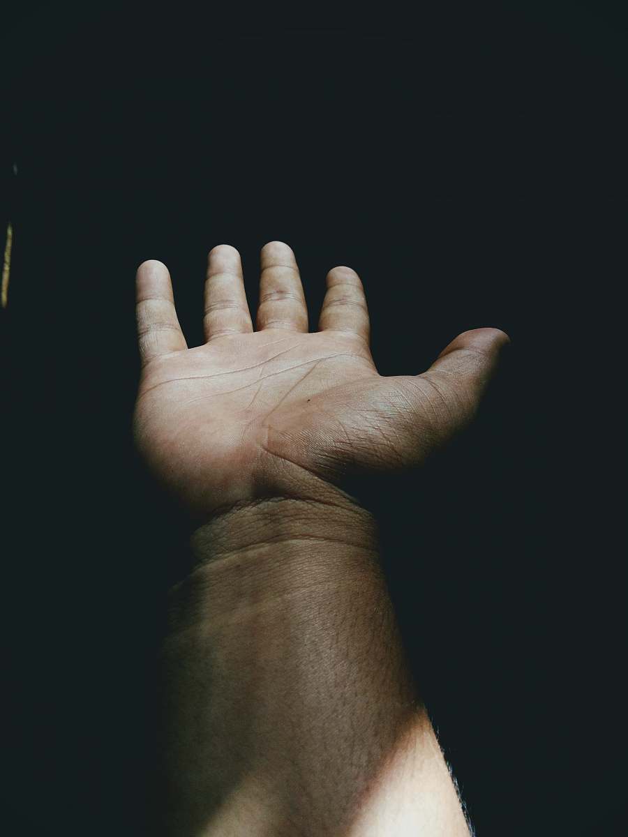 person person with left palm open hand