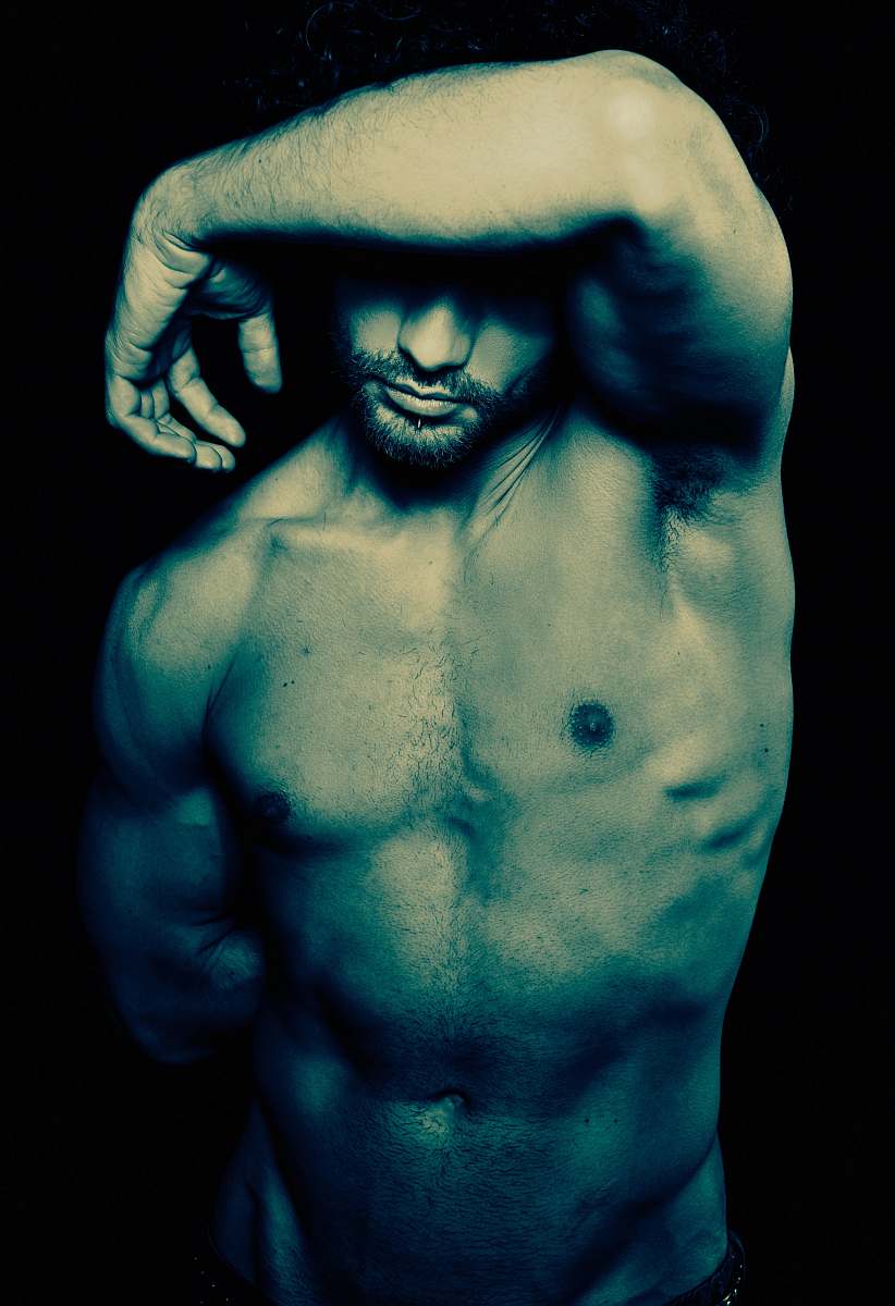 person topless man hand