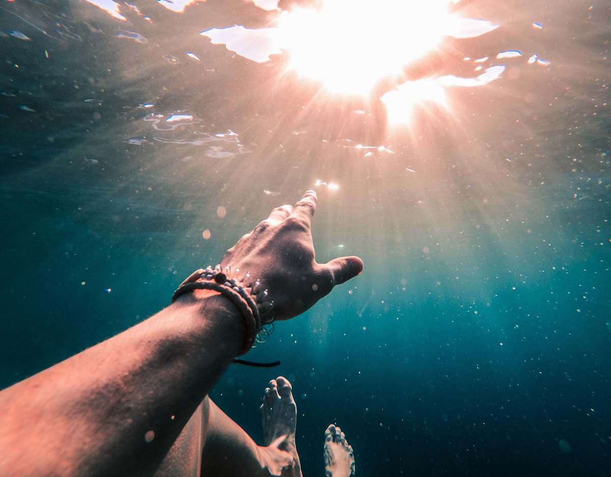 flare person underwater water