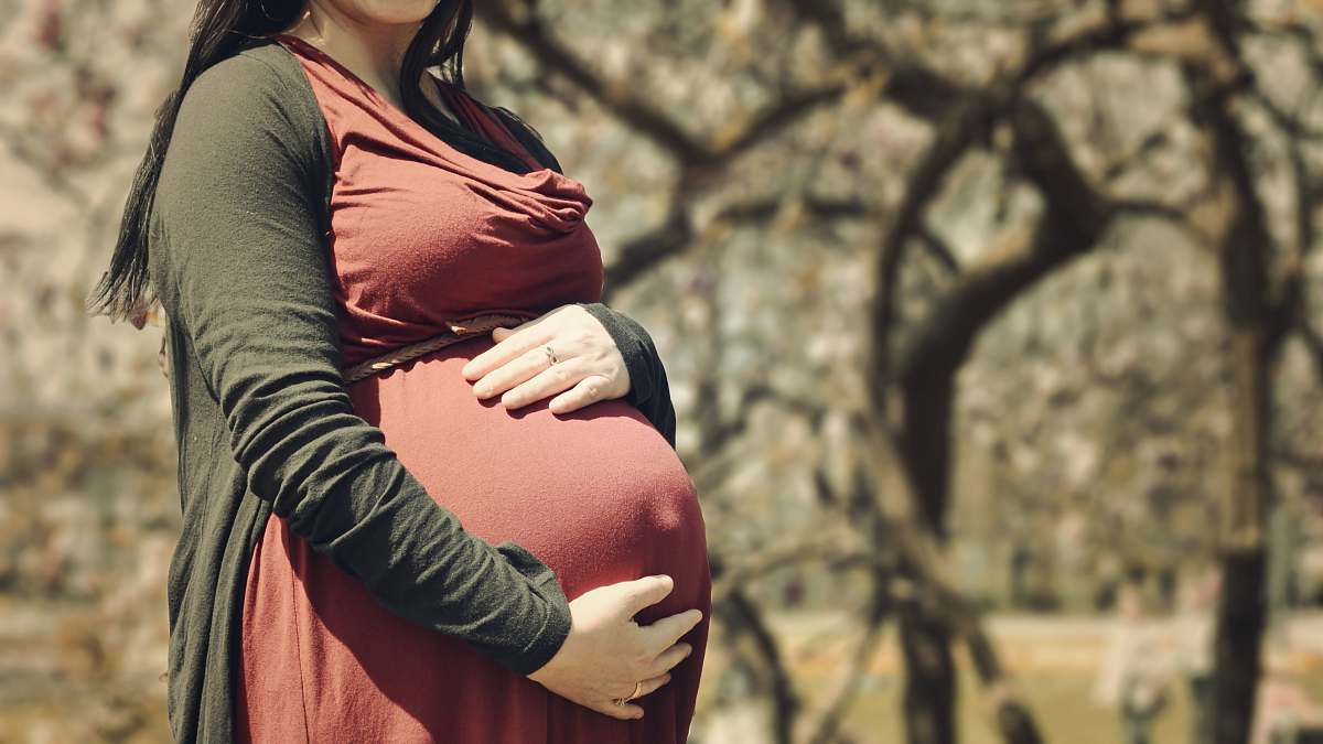 human pregnant woman holding her stomach people