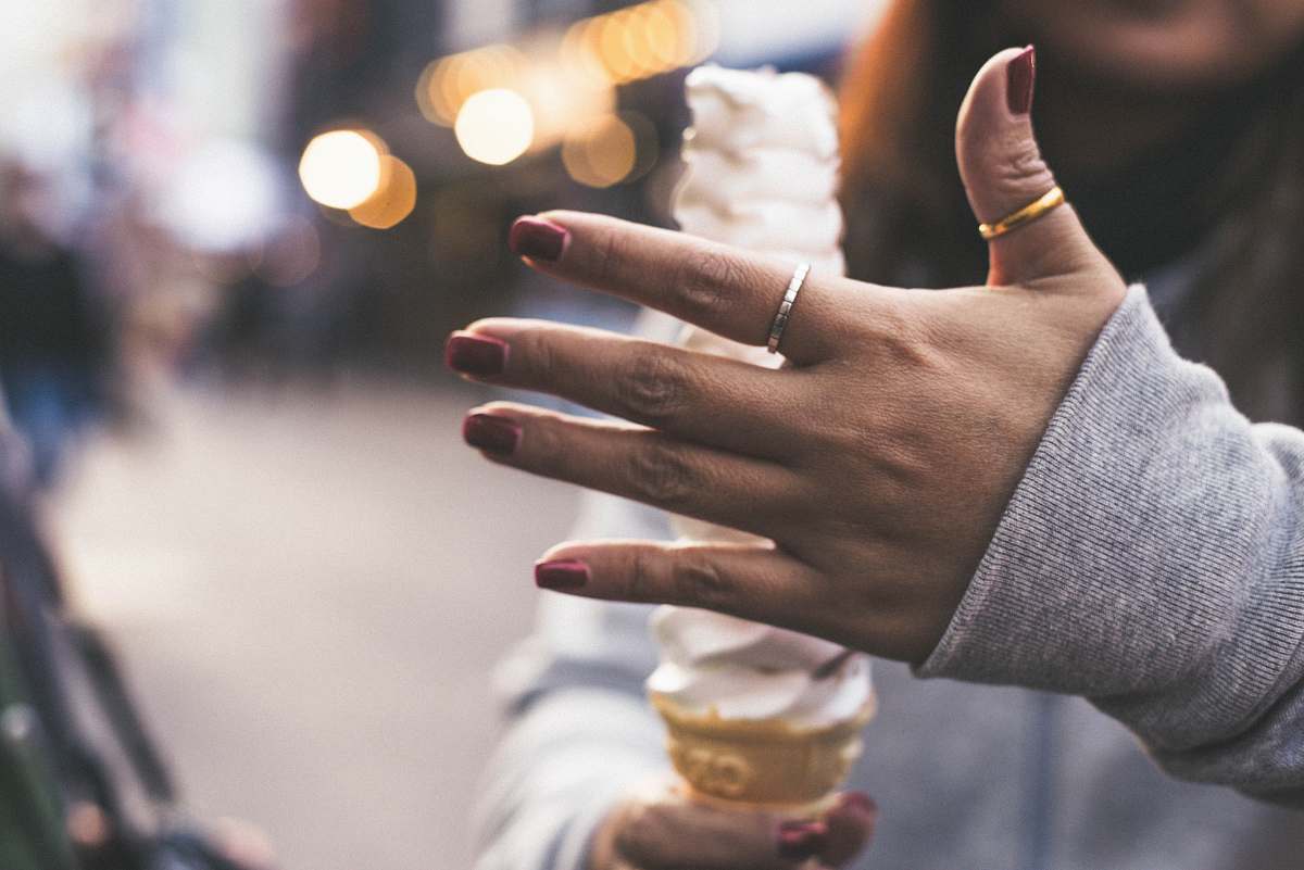 human right human hand with silver-colored ring finger