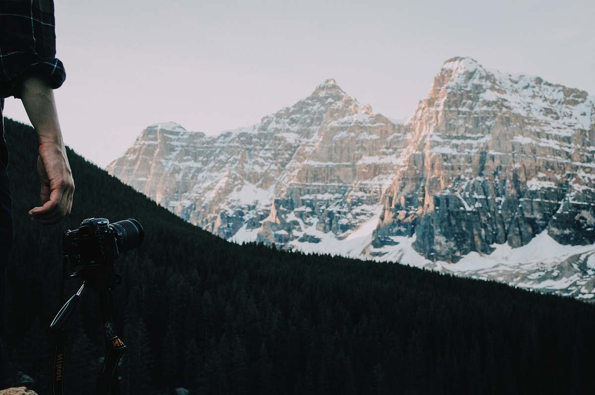 camera snow covered mountain landscape