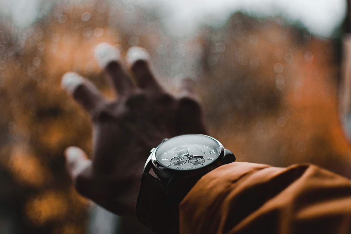 hand person wearing chronograph watch watch