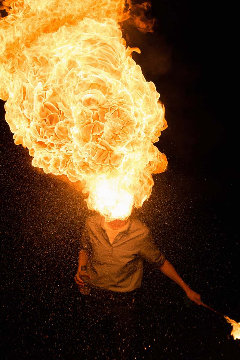 Flame Man Spitting Fire Orange Image Free Photo