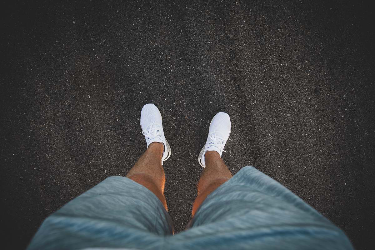 clothing person in gray shorts footwear