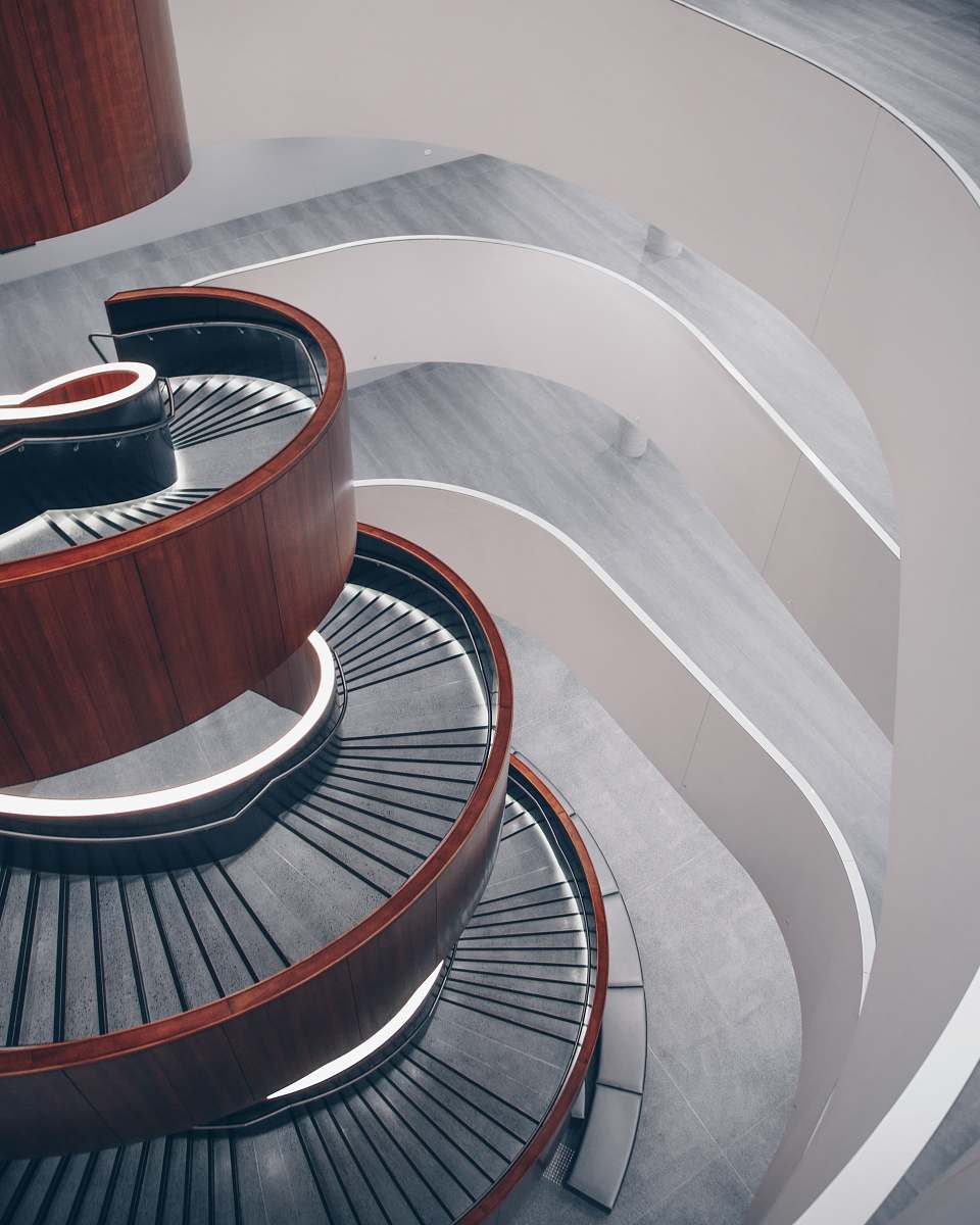 interior brown spiral staircase stairs