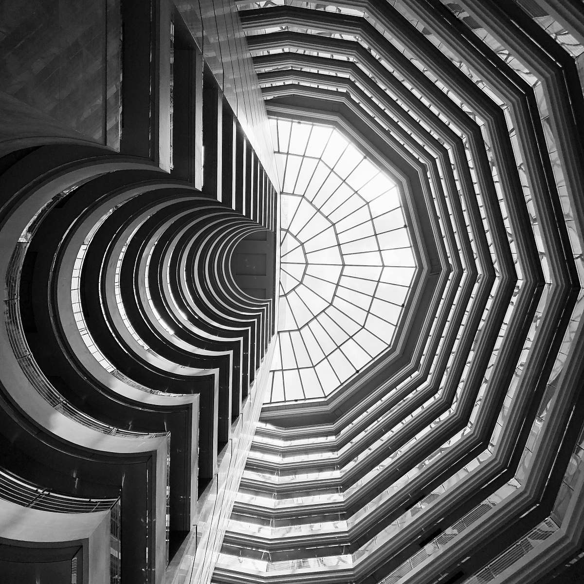 black-and-white grey concrete building building