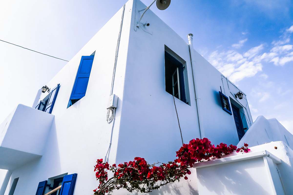 mykonos low angle view of white 2-storey house greece