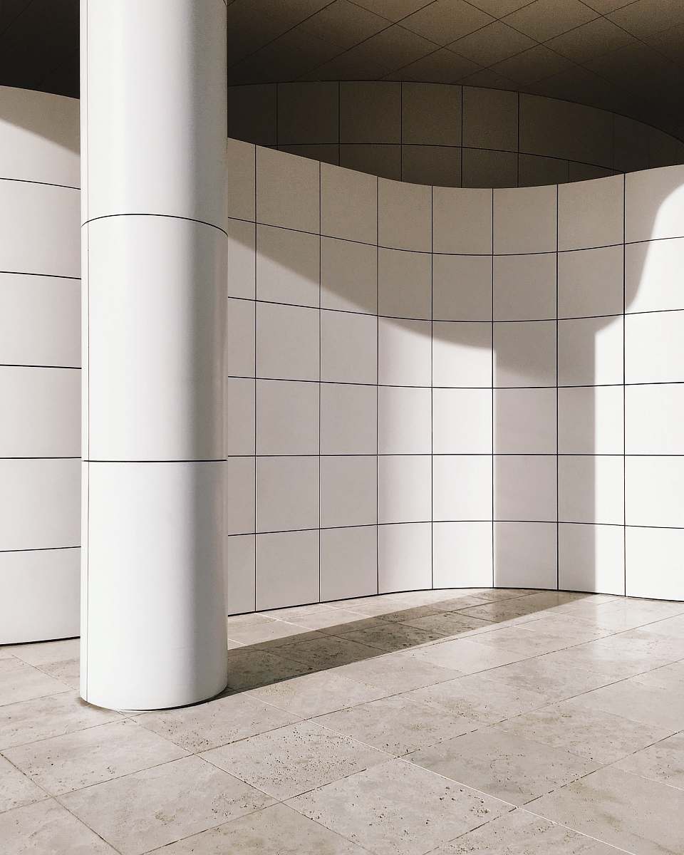 tile white pillar column near wall the getty