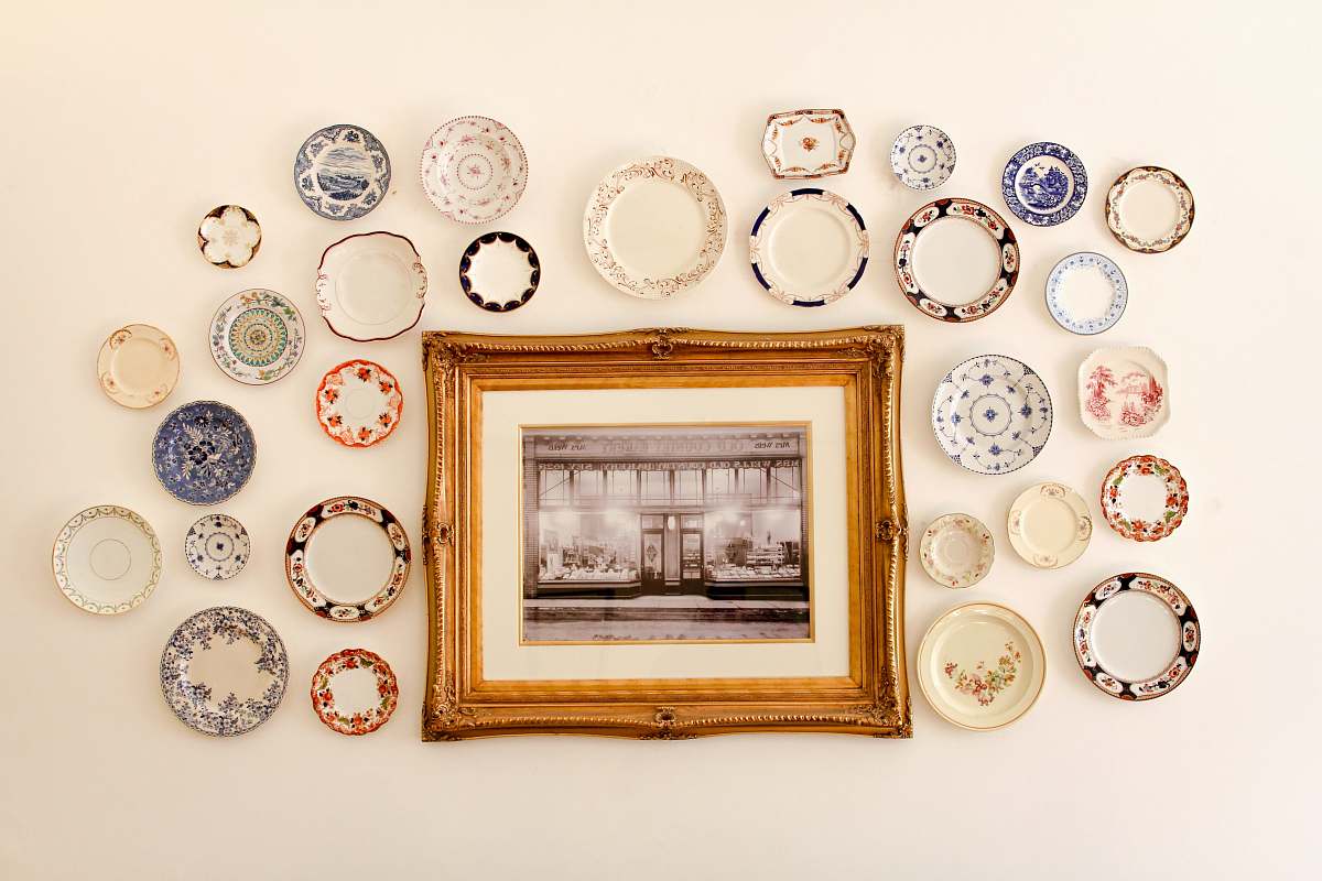 plate photo frame near assorted-color ceramic dishes london