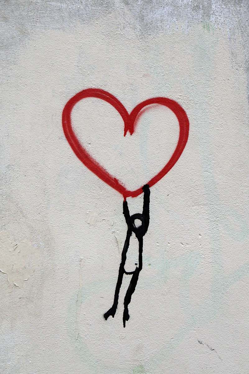 red red heart and man hanging drawing love