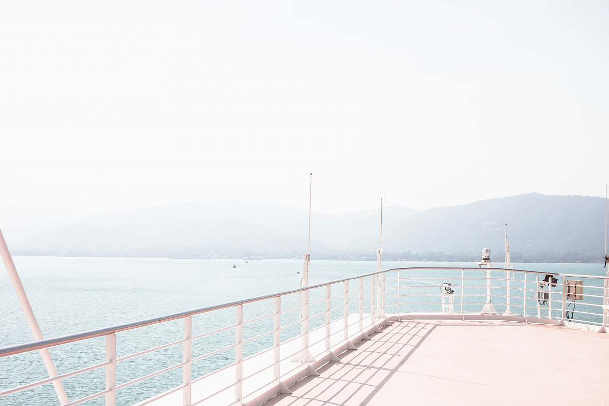 handrail cruise ship on body of water railing