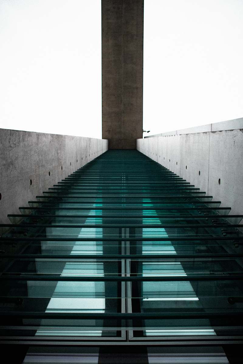 handrail gray empty bridge staircase
