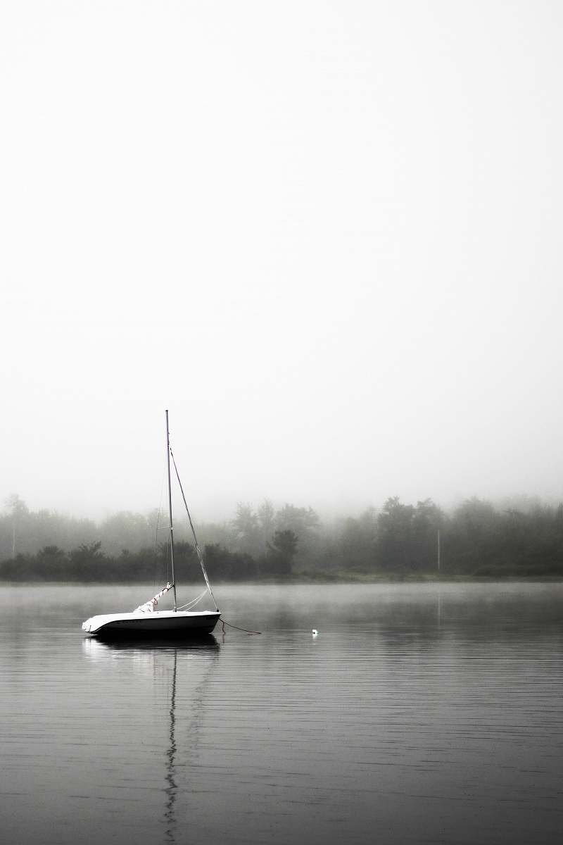 transportation black and white boat on lake yacht