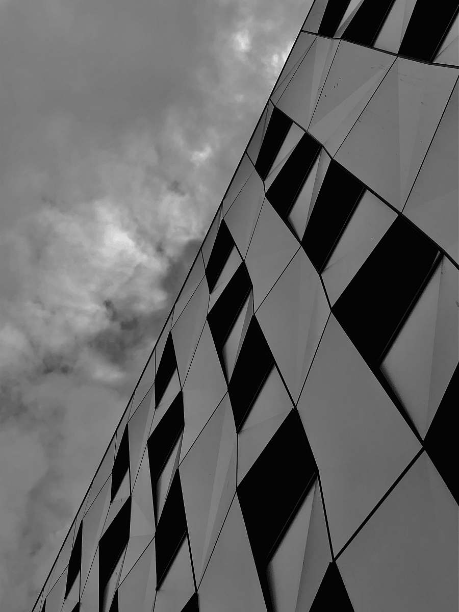 nature black and white building wall across white clouds building