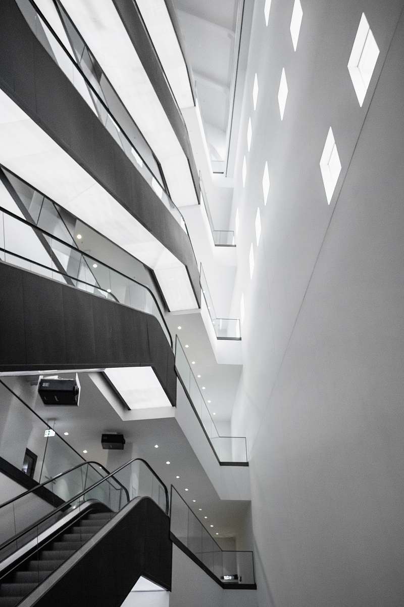 building black escalator banister
