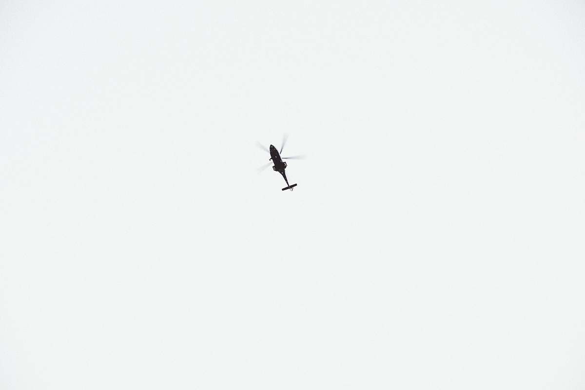 sky black helicopter on sky during daytime flying
