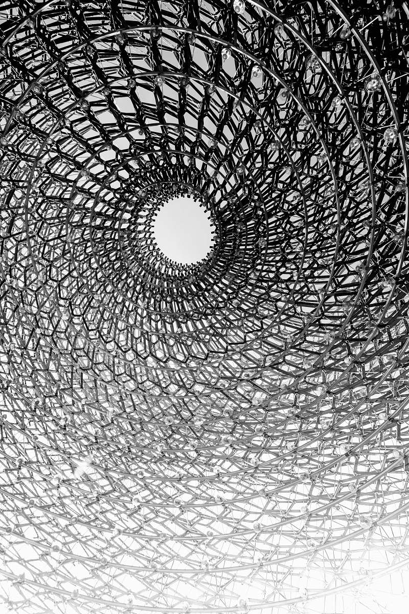 grey black metal spiral ceiling spiral