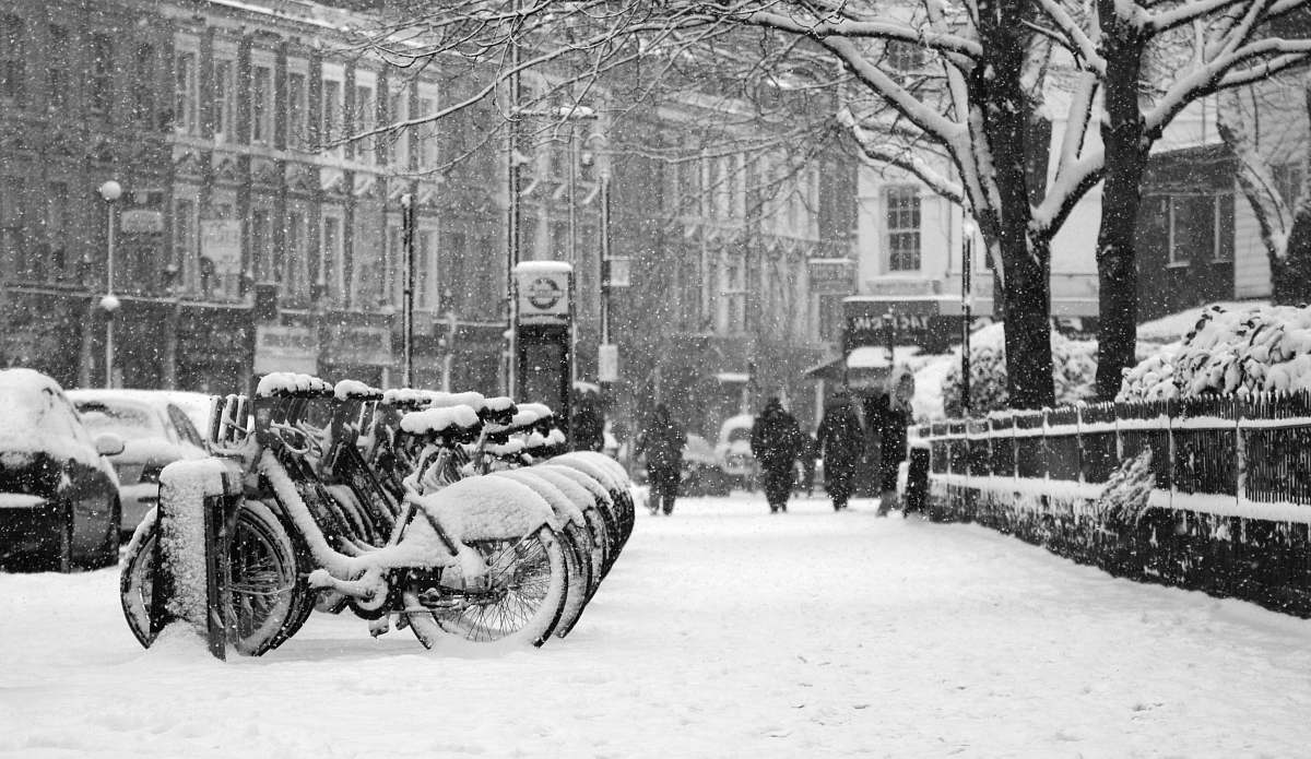 machine city covered in snow wheel