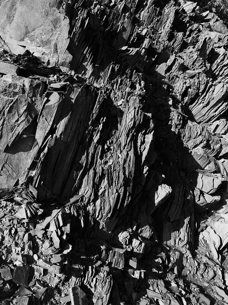 Explore the intricate details of charcoal textures captured in a striking black and white photograph, showcasing the rugged beauty of rocky mountains. This image is perfect for artistic projects, monochromatic designs, or as a backdrop for environmental themes. The high contrast highlights the unique patterns and depth, making it an ideal choice for photographers, designers, and art enthusiasts alike.
