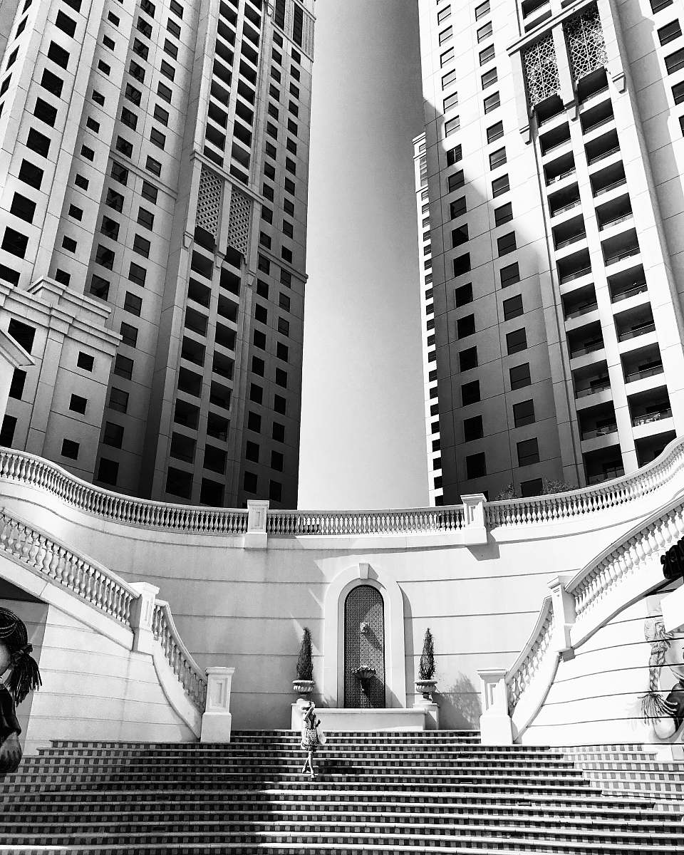 dubai concrete building with staircase skyscraper