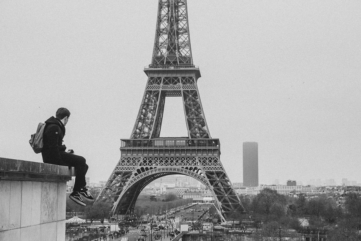 human eiffel tower person
